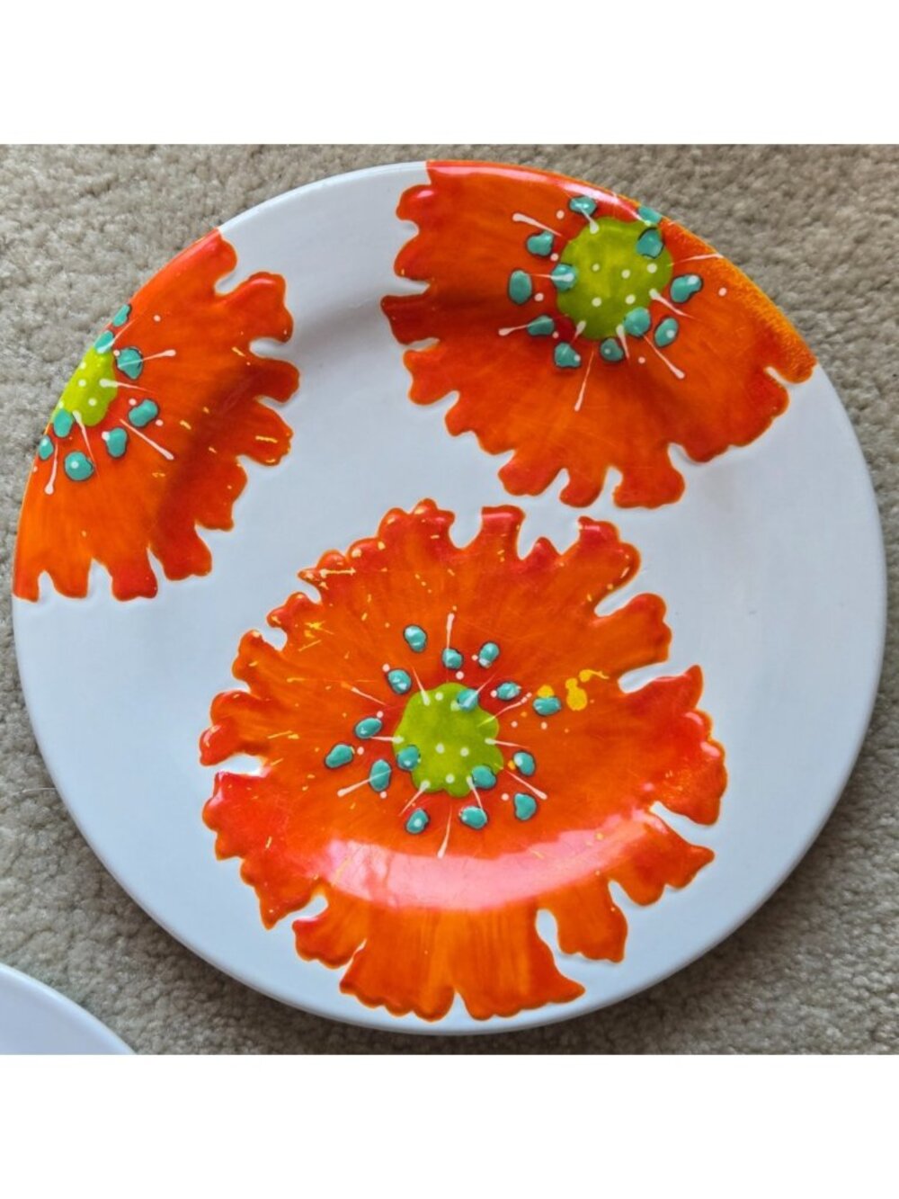 3 Laurie Gates California Salad/Appetizer Plates Bright Floral Melamine 8.5 in - Picture 5 of 7